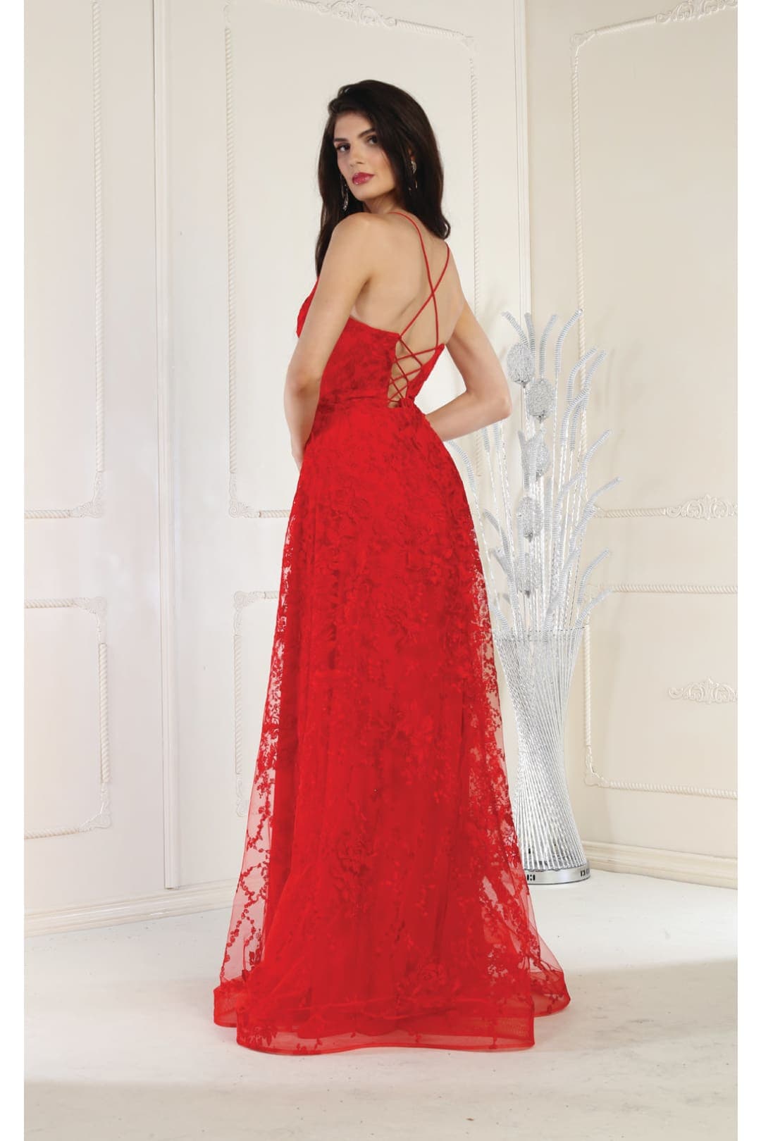 May Queen MQ1885 Floral Pattern Prom Dress