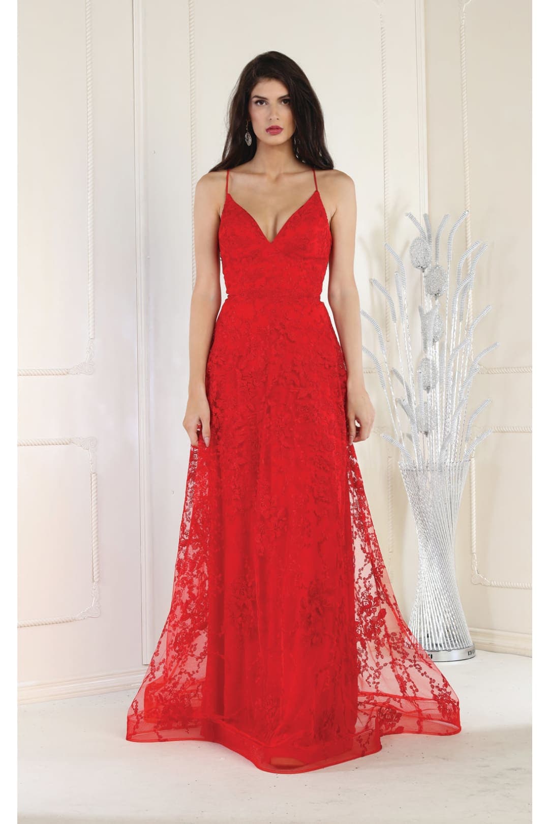 May Queen MQ1885 Floral Pattern Prom Dress
