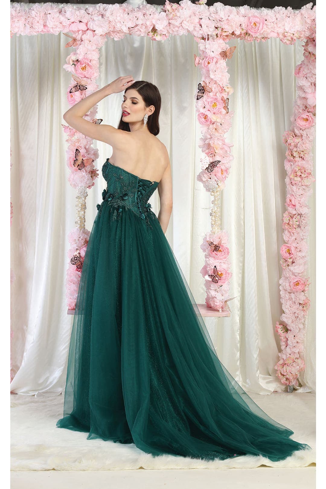 May Queen MQ1961 3D Floral Corset Special Occasion Gown