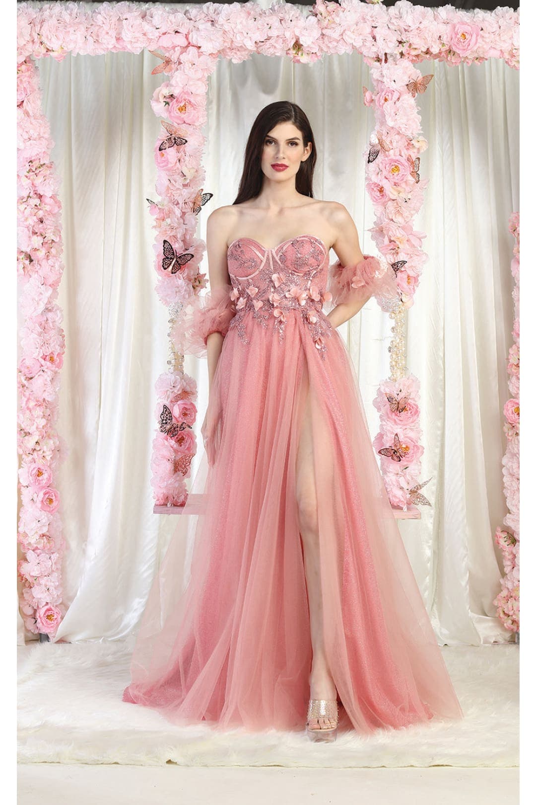 May Queen MQ1961 3D Floral Corset Special Occasion Gown