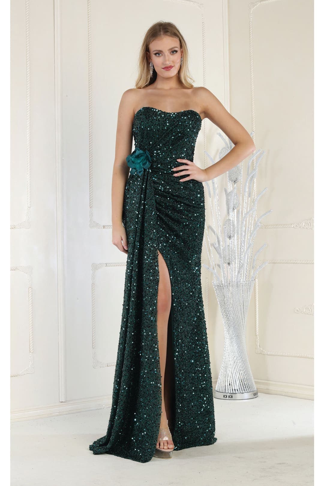 May Queen MQ1968 Strapless Sequin Formal Gown