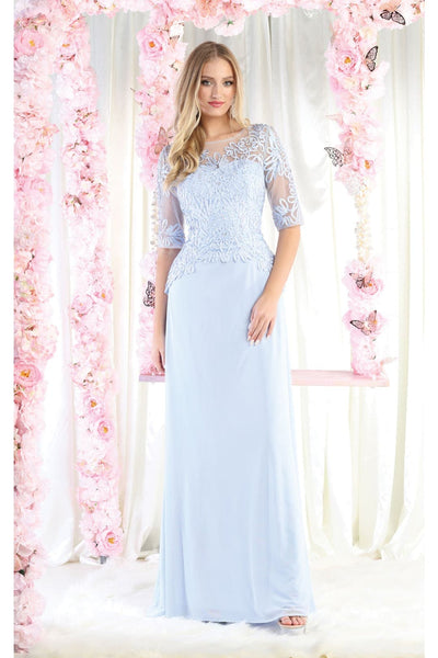 May Queen MQ1979 Boat Neck Embroidery Mother Of The Bride Dress
