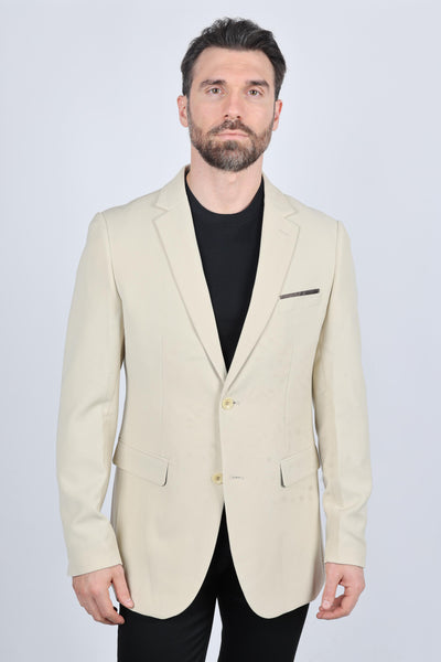 Menβs Beige Date Night Blazer β Tailored Modern Fit Stretch Jacket