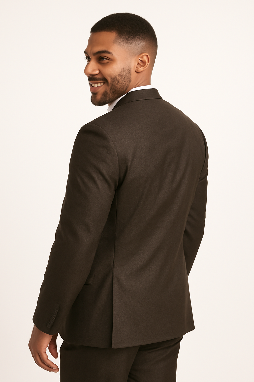 Men's Brown 2 Button Vitali Brand Flat Front Pants Regular Fit Side Vented Suit