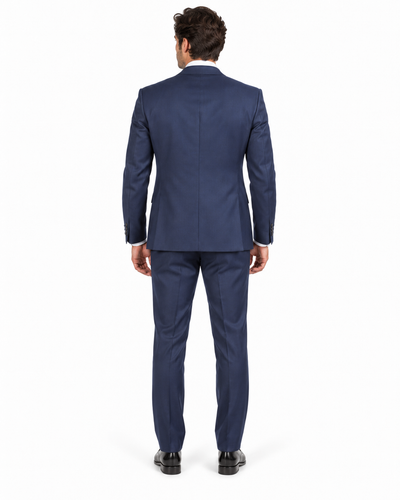Men Dark Navy Blue Suit For Men 3 Piece Suit Slim Fit With Double Vested