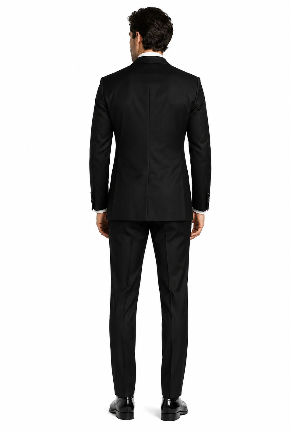Men’s Double-Breasted Black Tuxedo with Gold Buttons