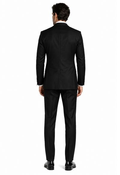 Men’s Double-Breasted Black Tuxedo with Gold Buttons