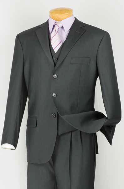 Men's Classic Three Piece 3-Button Suit by Vinci