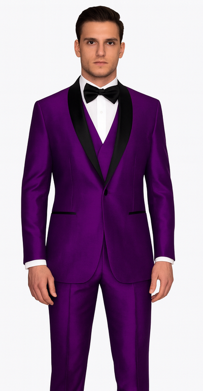 Dark Purple Tuxedo Shawl Collar Jacket