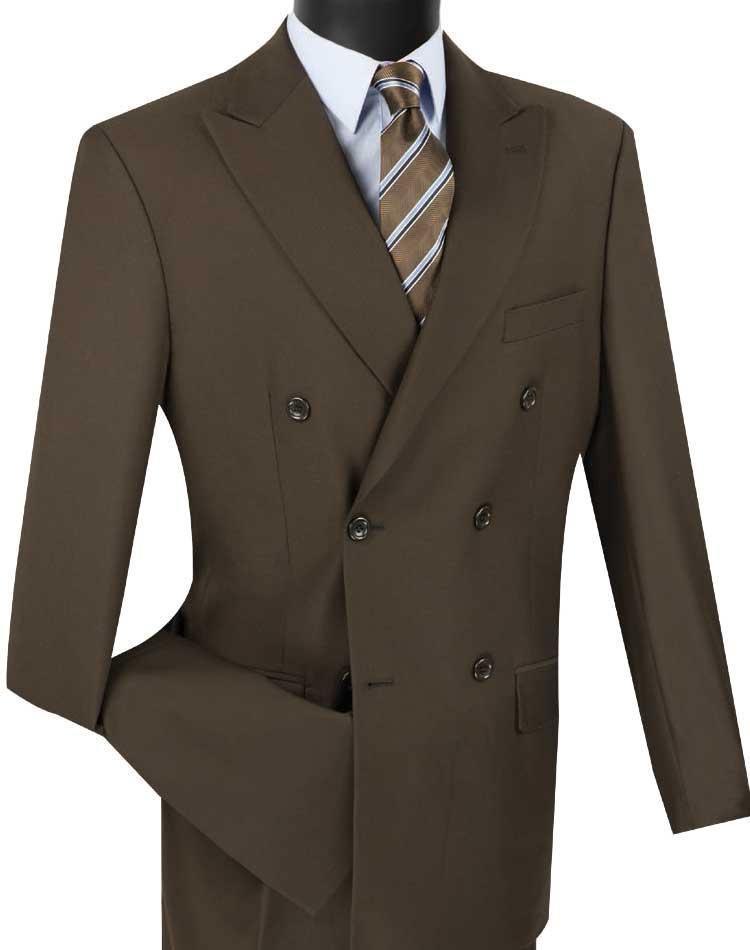 Brown Double Breasted Regular Suit by Vinci