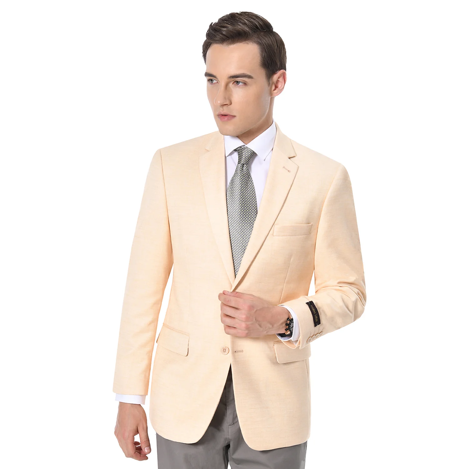 Men’s Light Tan Peachish Champaign Cowboy Blazer – Western Style Sport Coat Jacket for Country Wedding, Rodeo