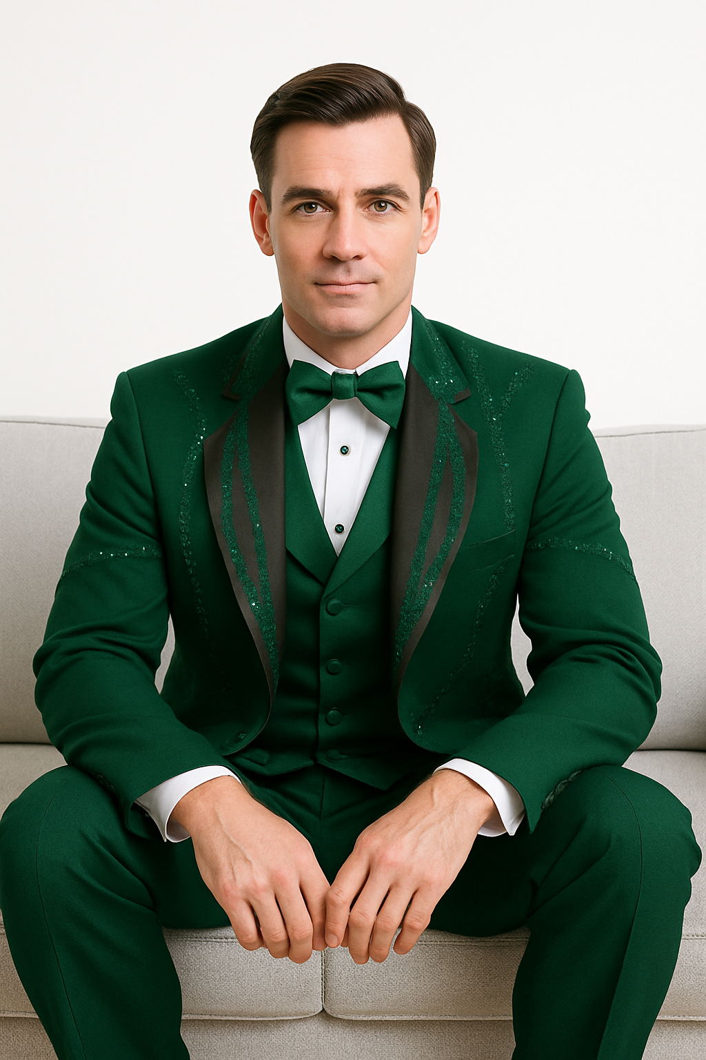 Italian Wool Hunter Green Modern Fit 3-Piece Tuxedo