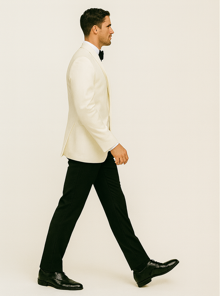 Men's Wool Feel Snow White Shawl Collar Dinner Jacket