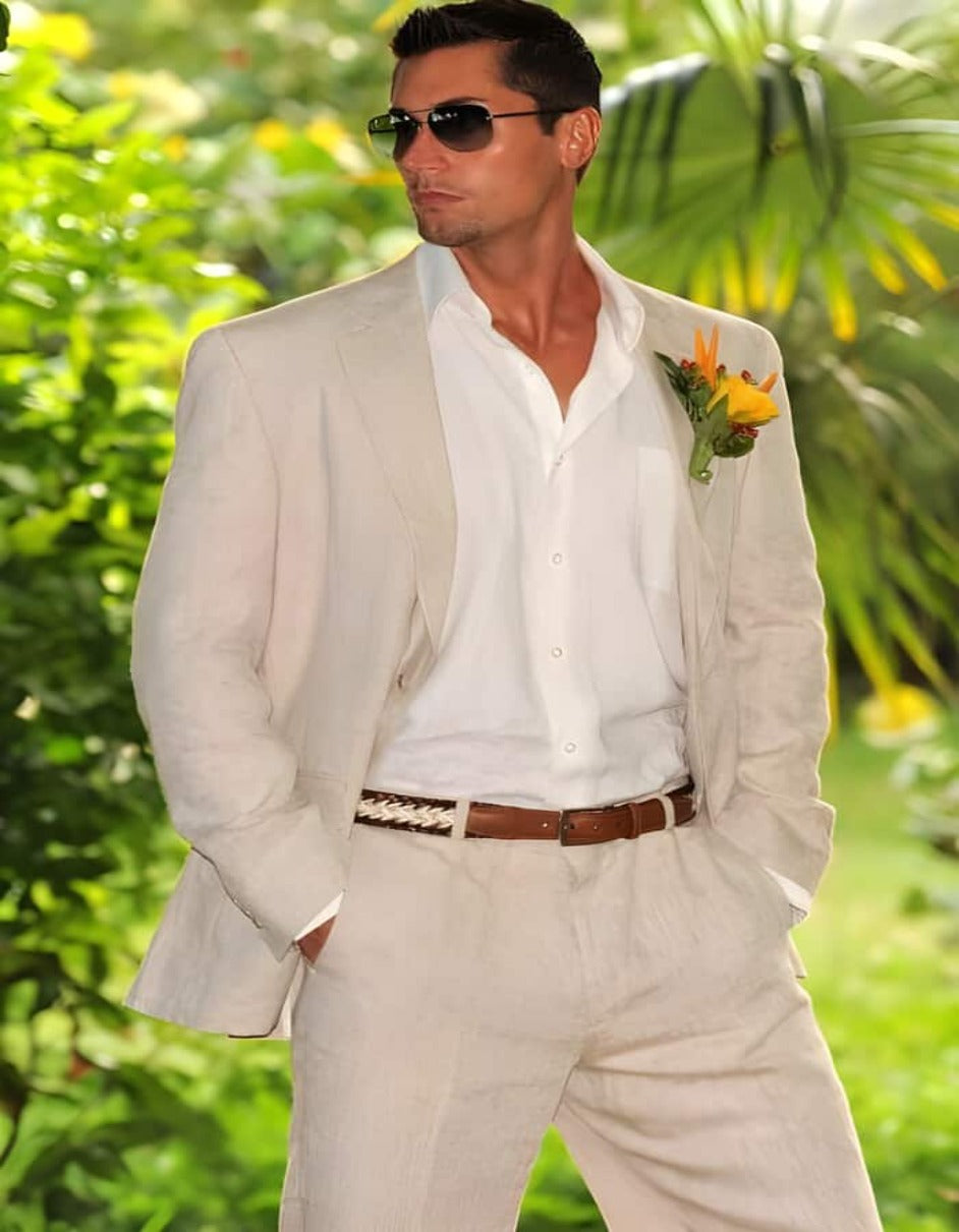 Sand Linen Suit for Men - Summer Beach Wedding