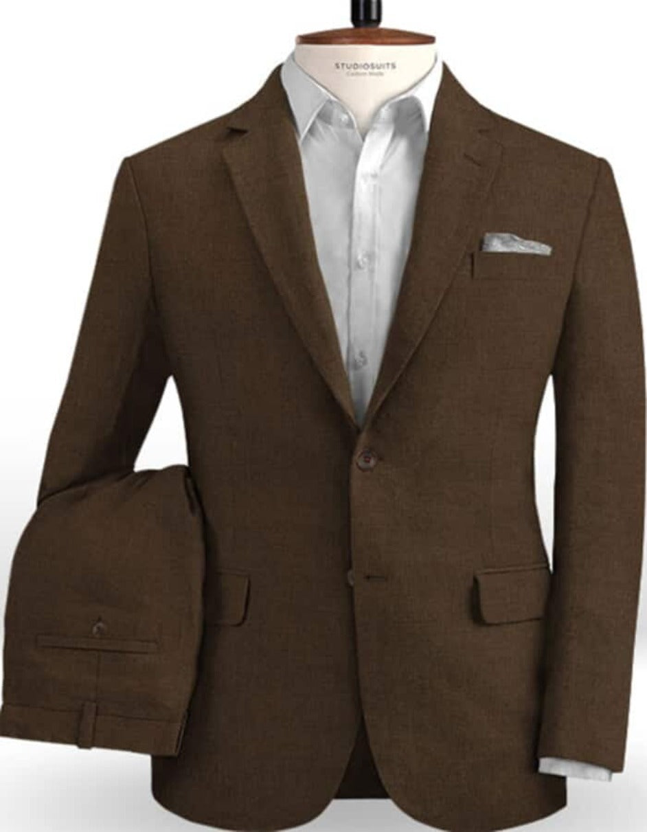 Brown Linen Summer Suit for Men - Beach Wedding