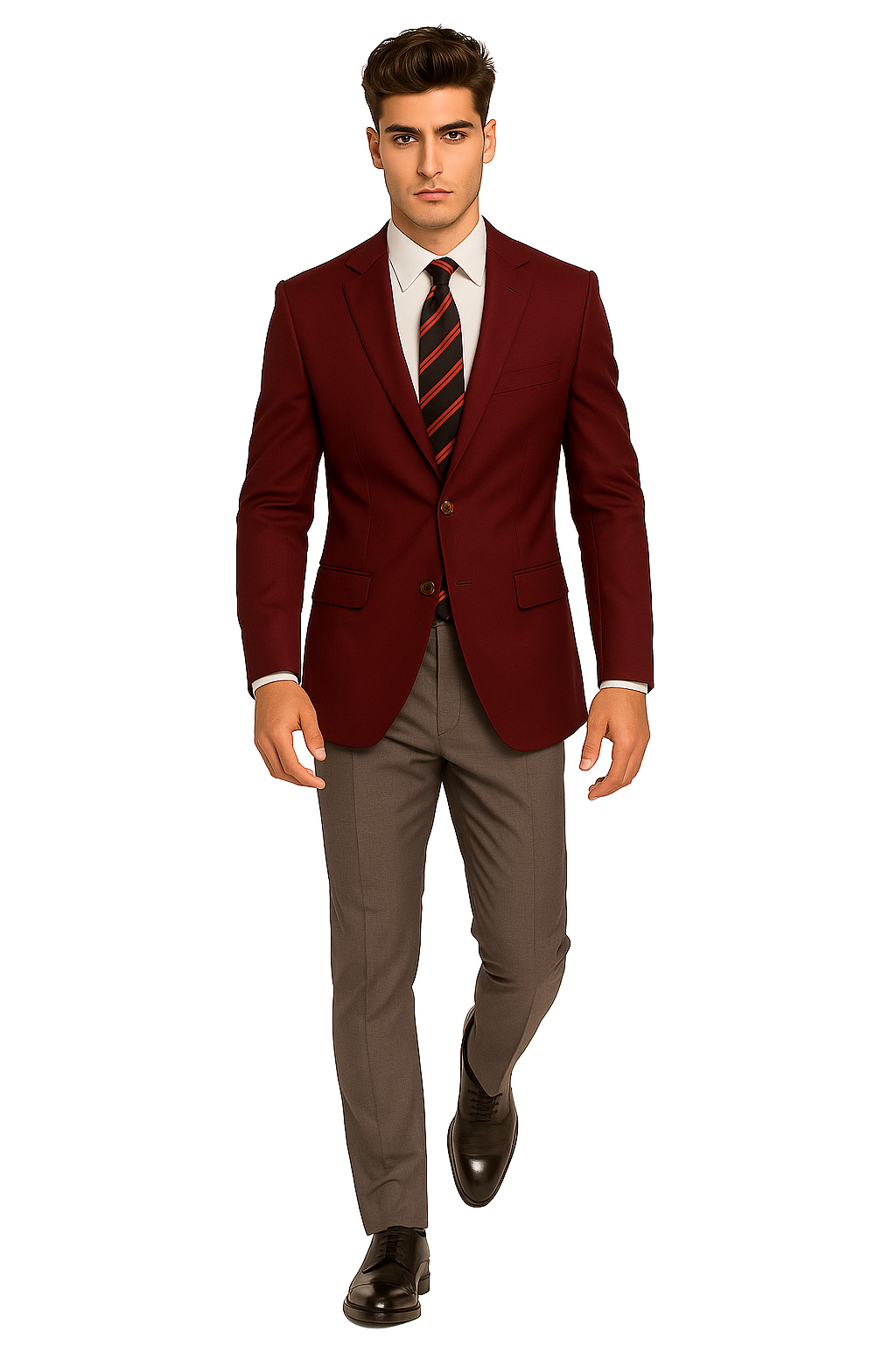 Men's 2 Button Burgundy ~ Maroon ~ Wine Color Blazer Sport Coat