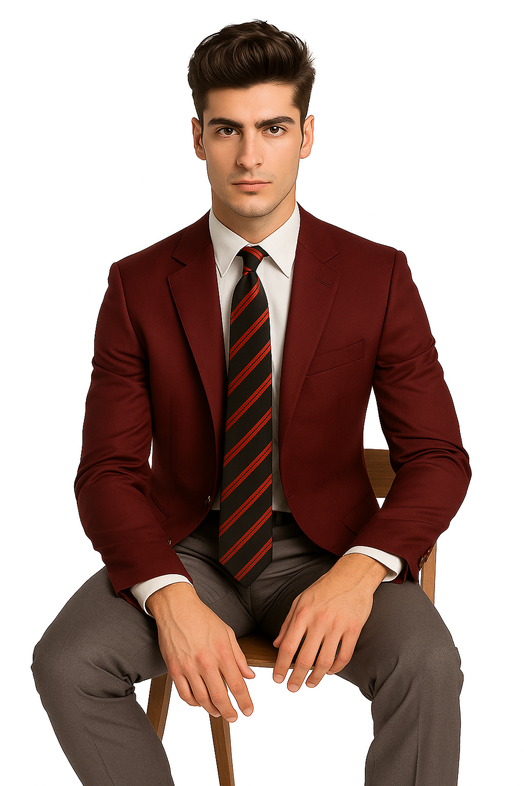 Men's 2 Button Burgundy ~ Maroon ~ Wine Color Blazer Sport Coat