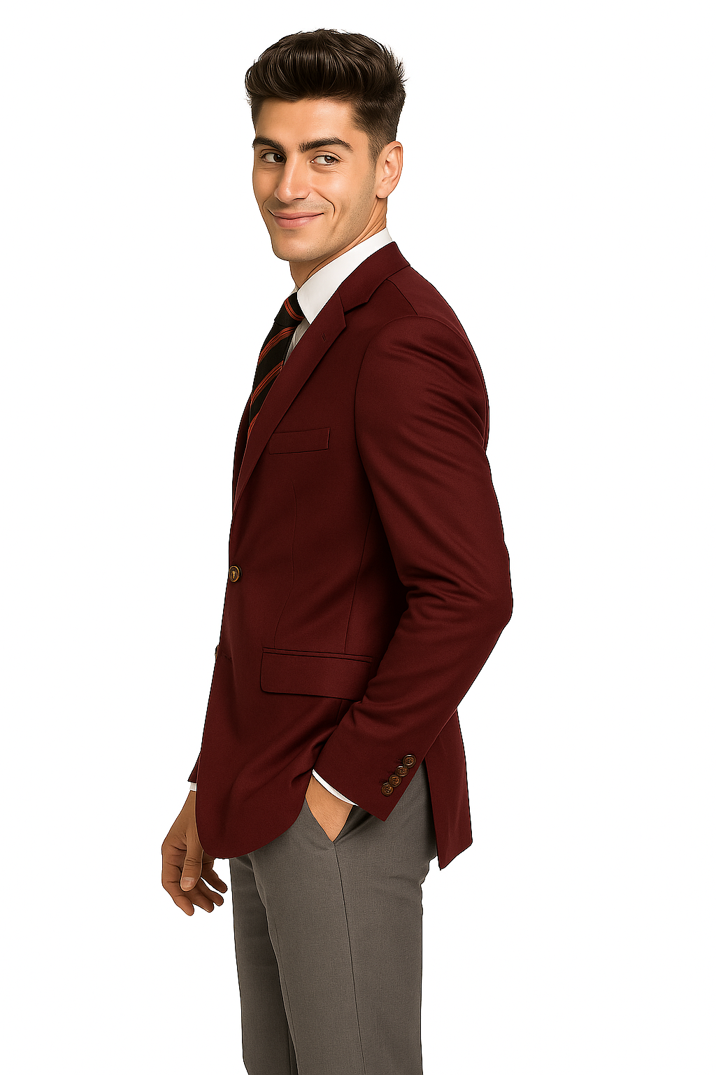 Men's 2 Button Burgundy ~ Maroon ~ Wine Color Blazer Sport Coat