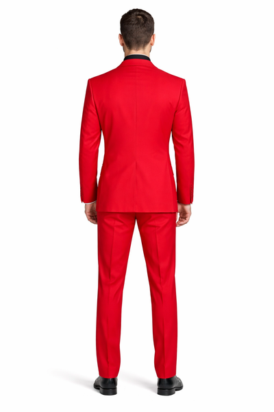 2 Button Red Poplin Suit for Men