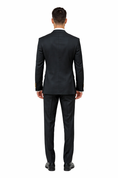 Modern Black Notch Lapel Vested Tuxedo