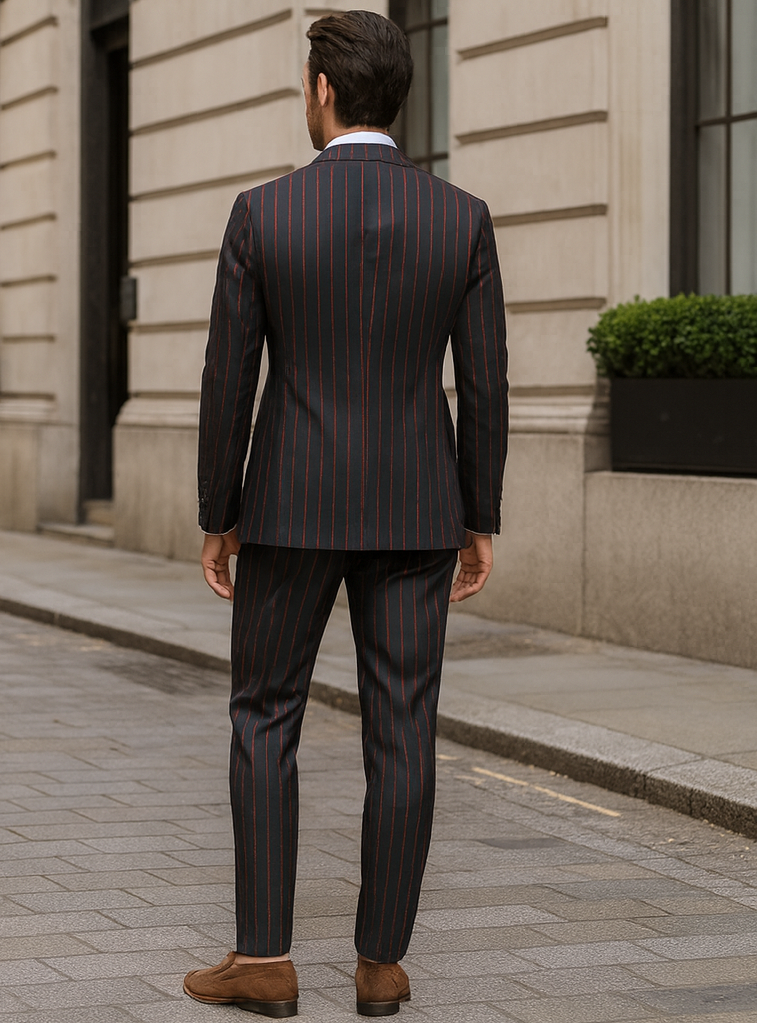 Burgundy Gangster 3 Piece Pinstripe Suit