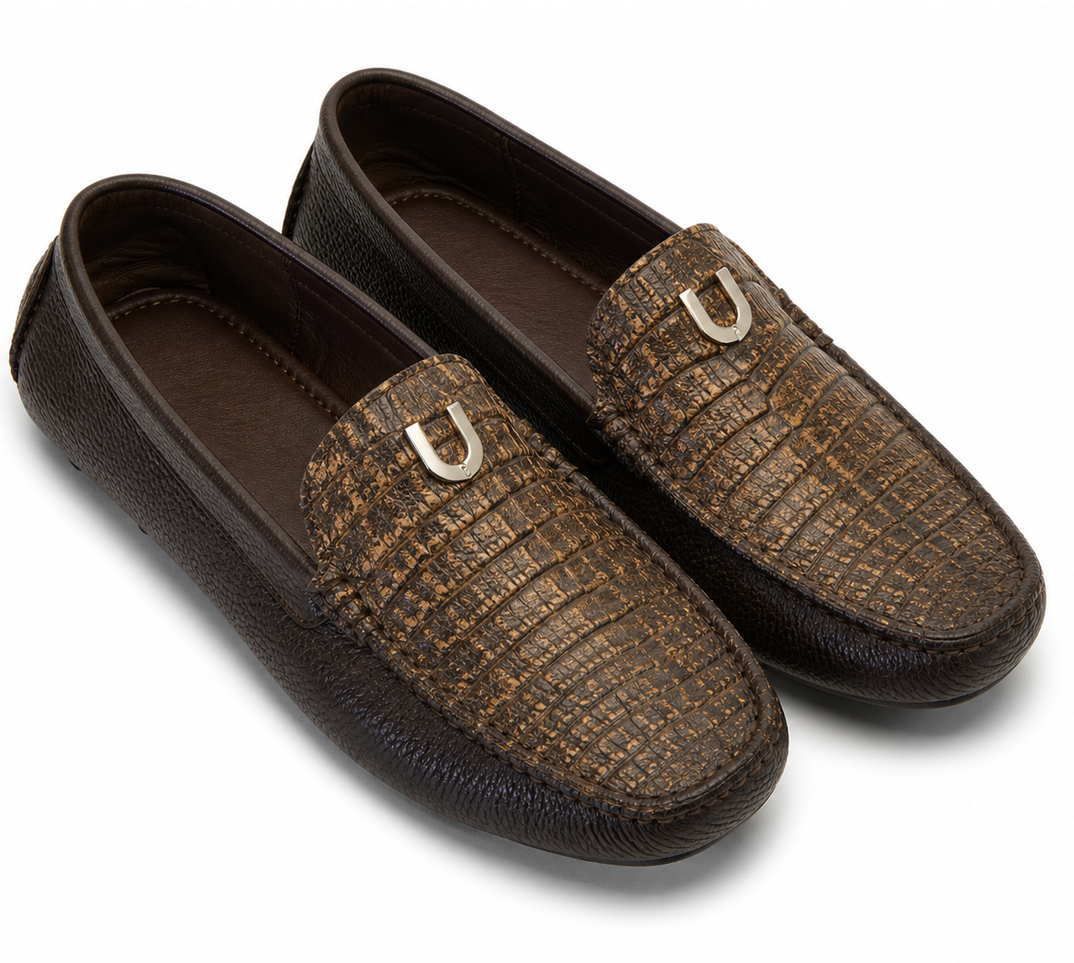 Mens Alligator Loafer Brown Dress Shoe Mens Sanded Brown Vestigium Genuine Caiman Belly Stylish Dress Loafer