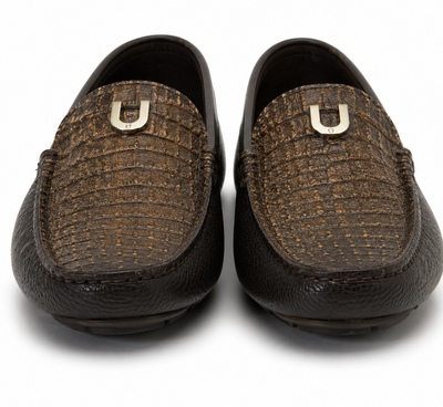 Mens Alligator Loafer Brown Dress Shoe Mens Sanded Brown Vestigium Genuine Caiman Belly Stylish Dress Loafer