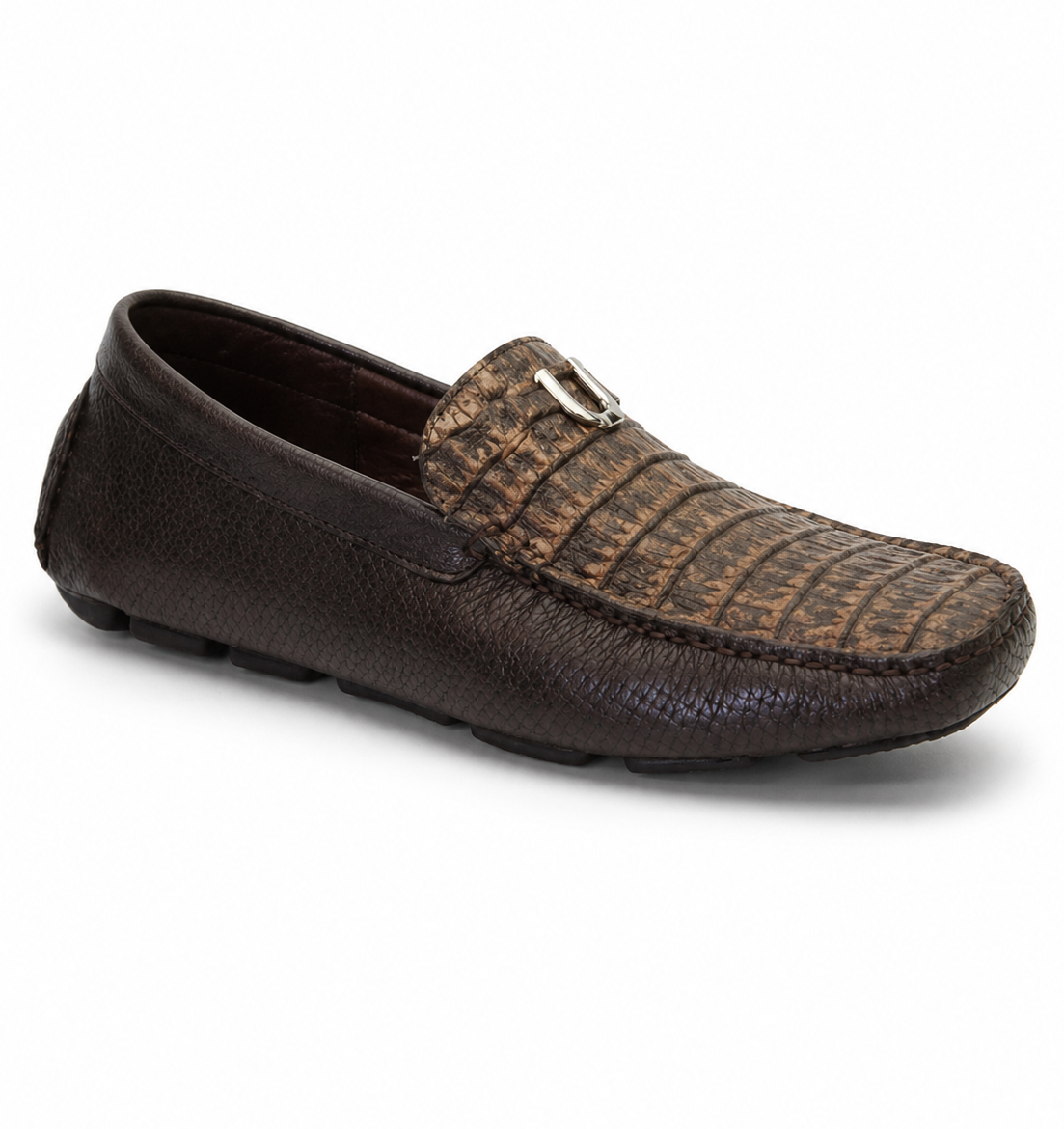 Mens Alligator Loafer Brown Dress Shoe Mens Sanded Brown Vestigium Genuine Caiman Belly Stylish Dress Loafer