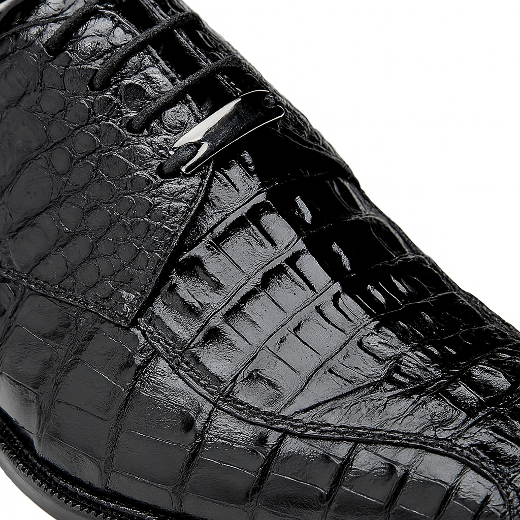 Belvedere Chapo Caiman Hornback Black Dress Shoe