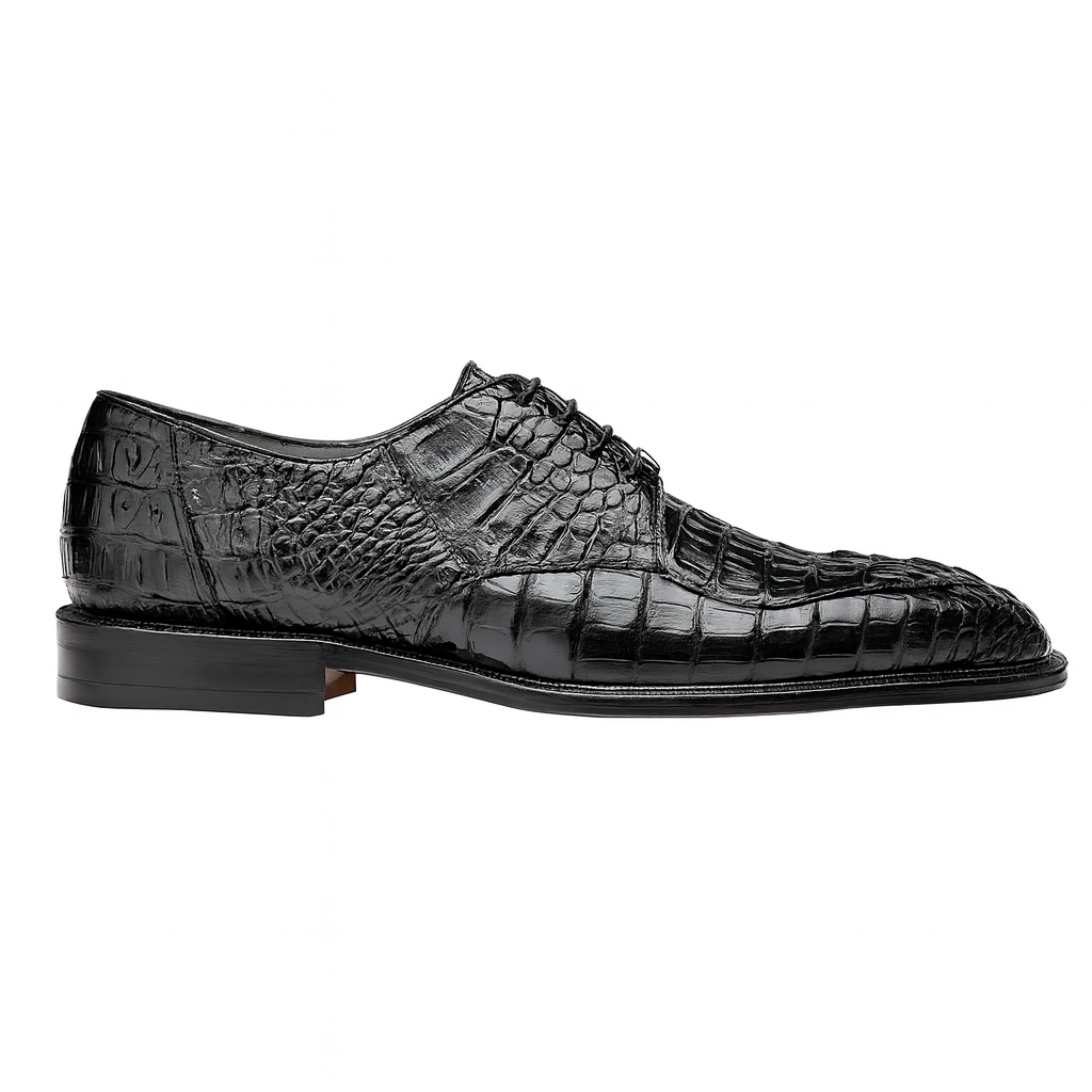 Belvedere Chapo Caiman Hornback Black Dress Shoe
