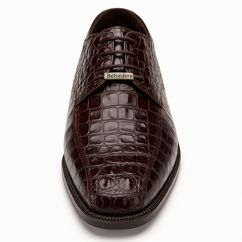 Belvedere Chapo Brown Crocodile Dress Shoe