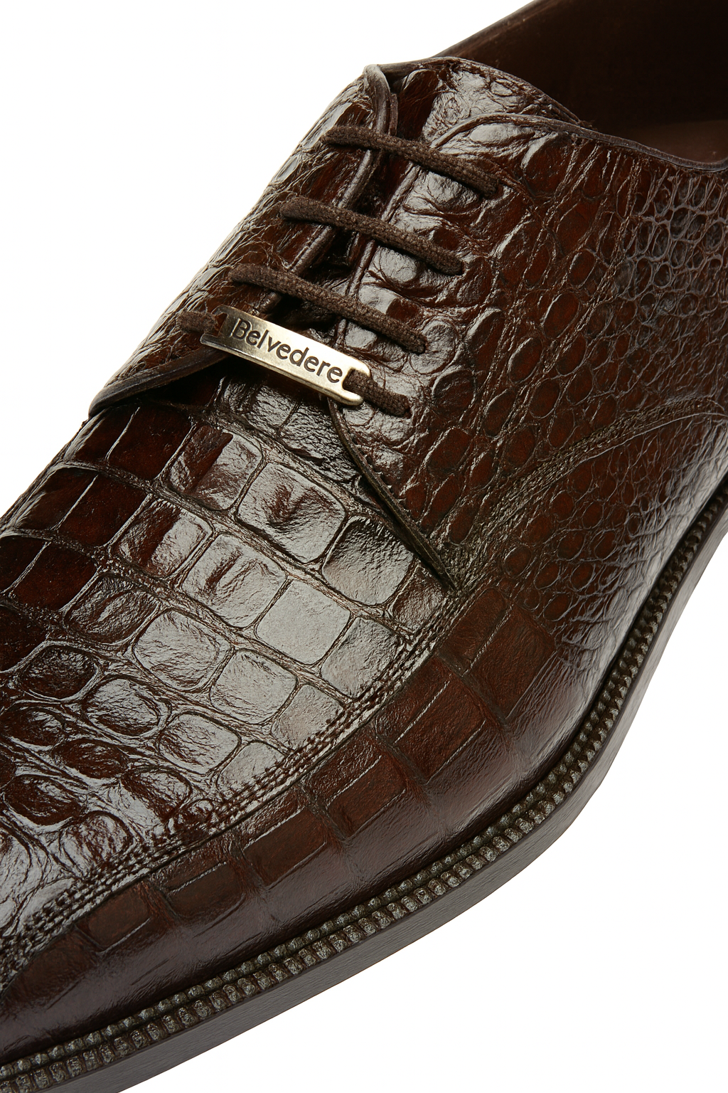 Belvedere Chapo Brown Crocodile Dress Shoe