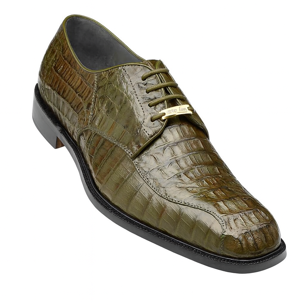 Belvedere Olive Green Caiman Hornback Dress Shoe
