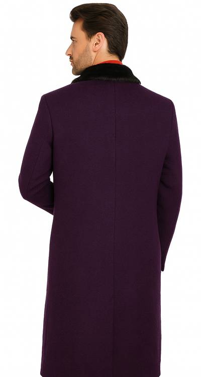 Men's Big And Tall Overcoat Long Men's Dress Topcoat - Winter coat 4XL 5XL 6XL Dark Purple