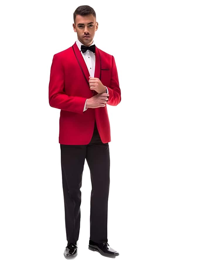 Men's black and red suit Dress men's Black Lapel Jacket and Pants Comes with Black Pants suit