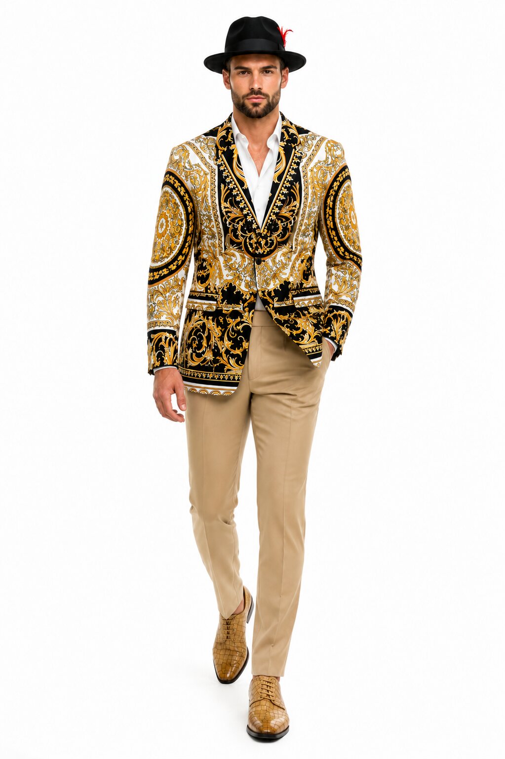 Black and Gold Baroque Outfit Set for Men