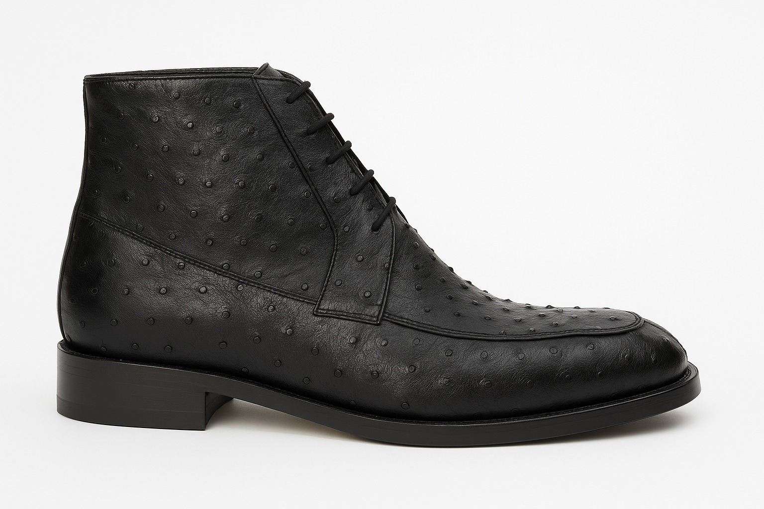 Los Altos Black Ostrich Quill Ankle Boots
