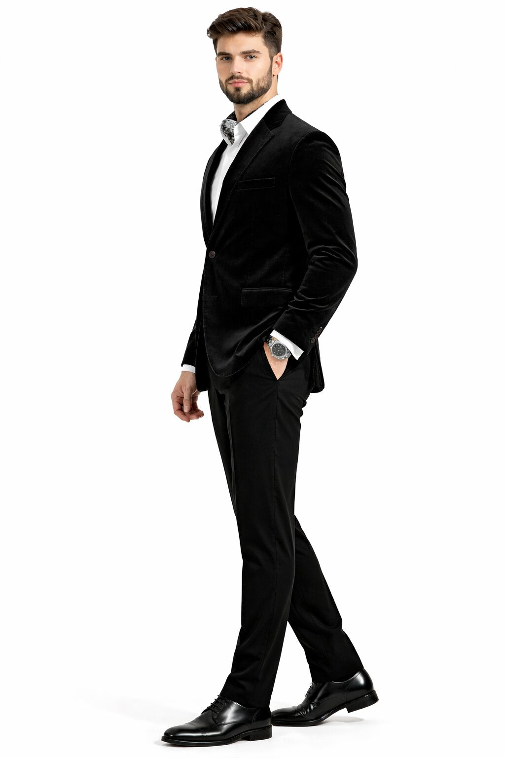 Men's Fashion 2 Button Velvet Jacket Royal Blue Men's blazer Jacket