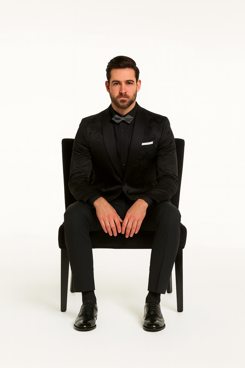 Mens Blazer - Paisley Sport Coat - Black Prom Tuxedo Dinner Jacket Blazer