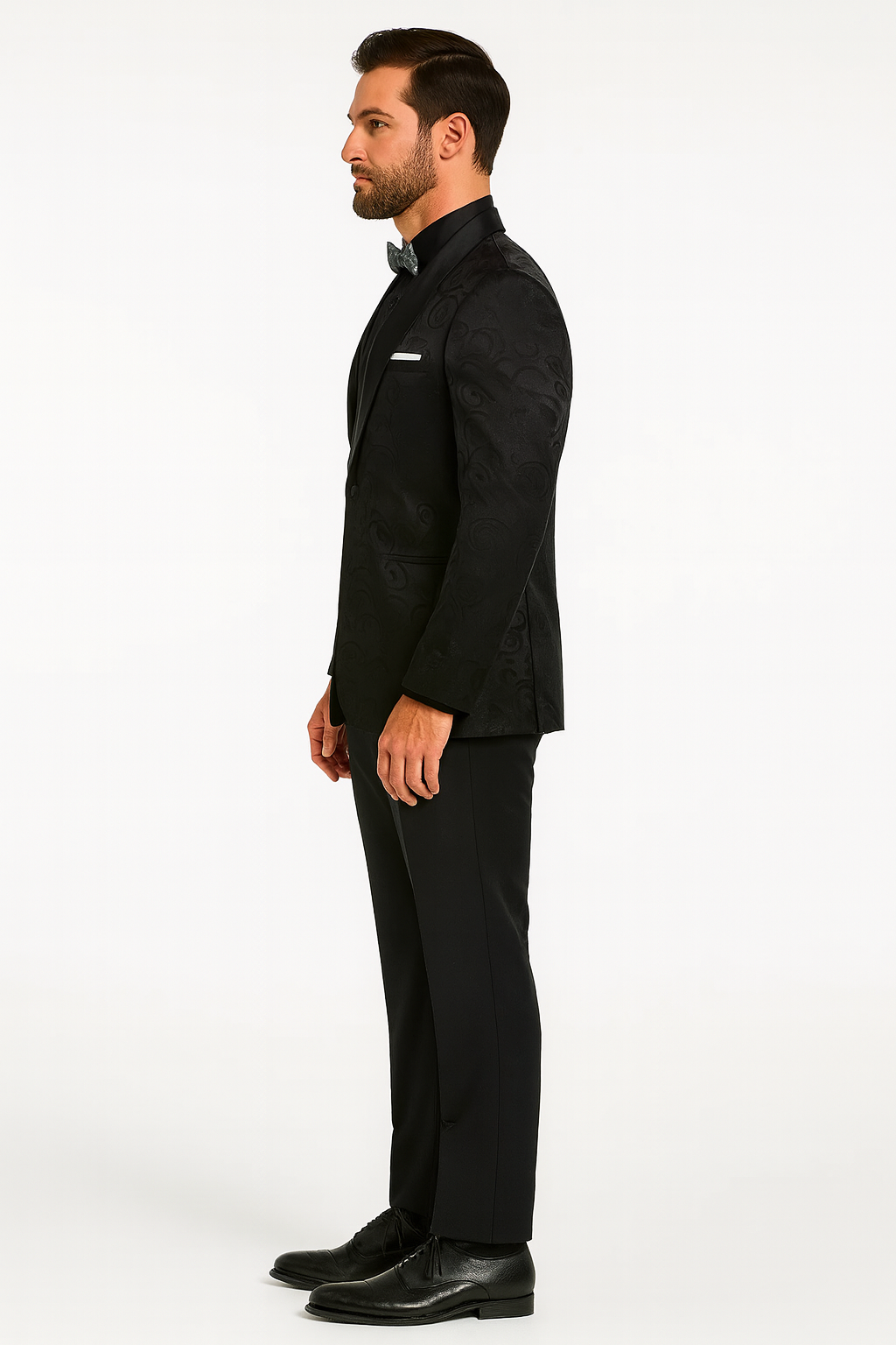 Mens Blazer - Paisley Sport Coat - Black Prom Tuxedo Dinner Jacket Blazer