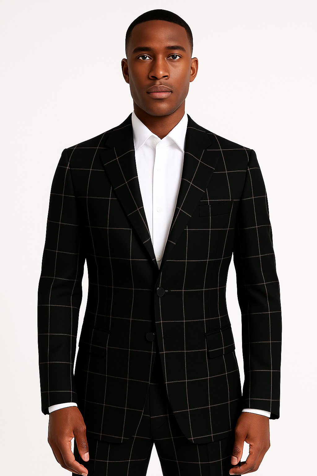 Bold Gangster Plaid Suit - 1920s Mens Fashion Window Pane Suit - Black