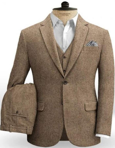 Mens Brown Tweed Suit