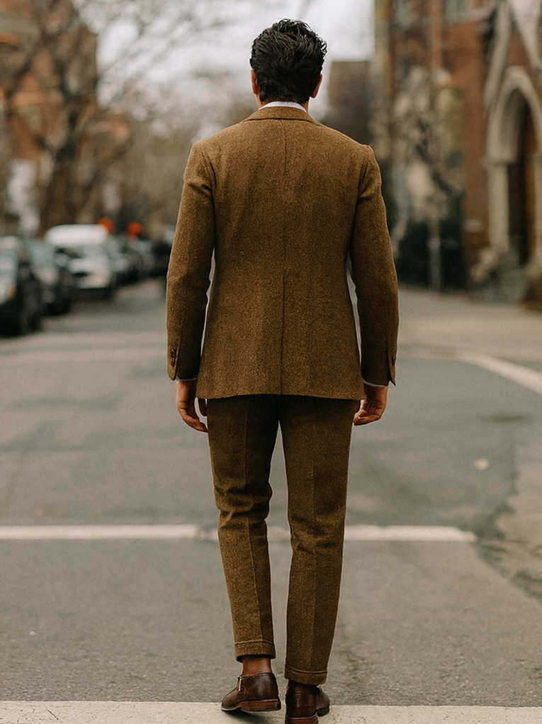 Mens Brown Tweed Suit- Brown Winter Fabric Heavy Suit