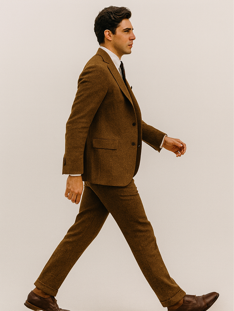 Mens Brown Tweed Suit- Brown Winter Fabric Heavy Suit