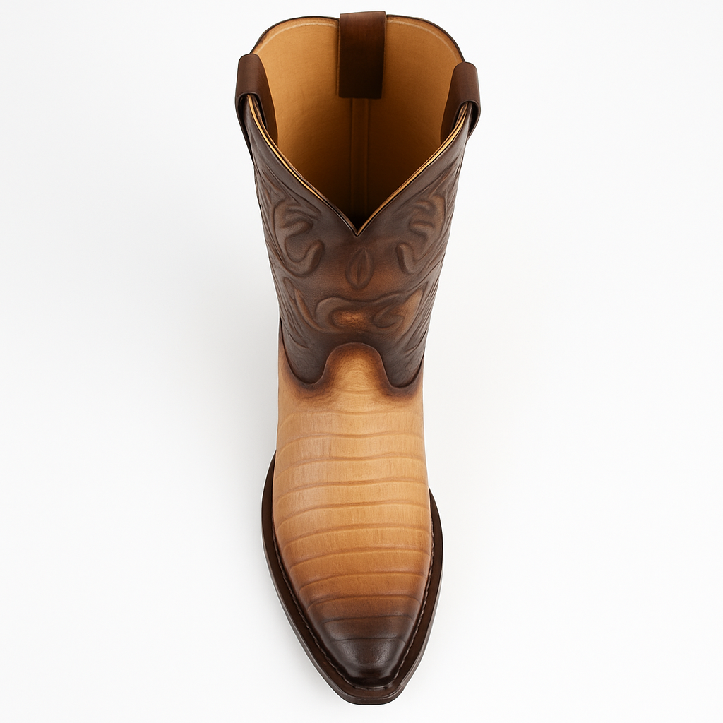 King Exotic Burnished Oryx Caiman Belly Boots