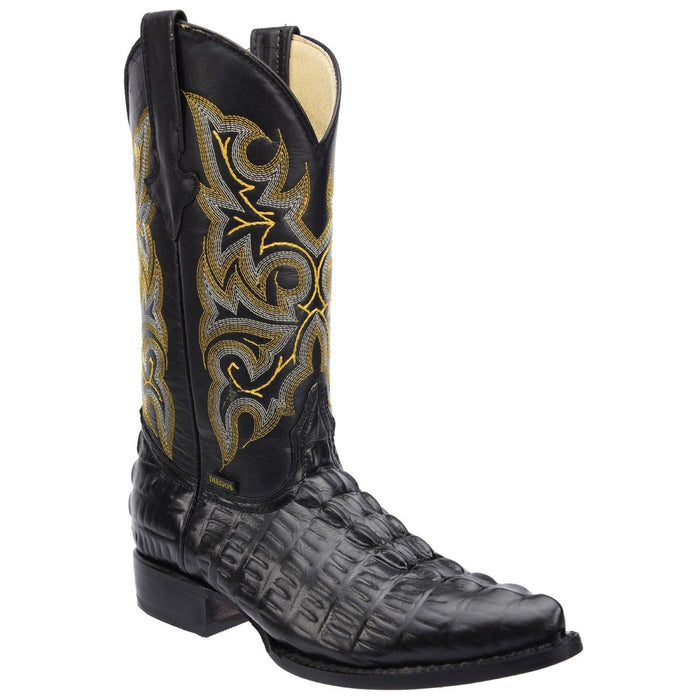 Men's Caiman Tail Print Leather J-Toe Boots