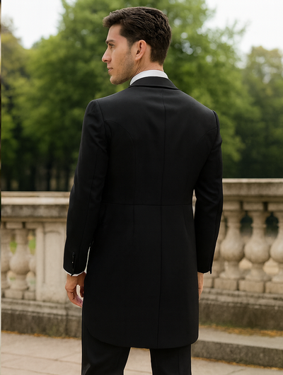 Men's Classic Black Tail Tuxedo & White Vest