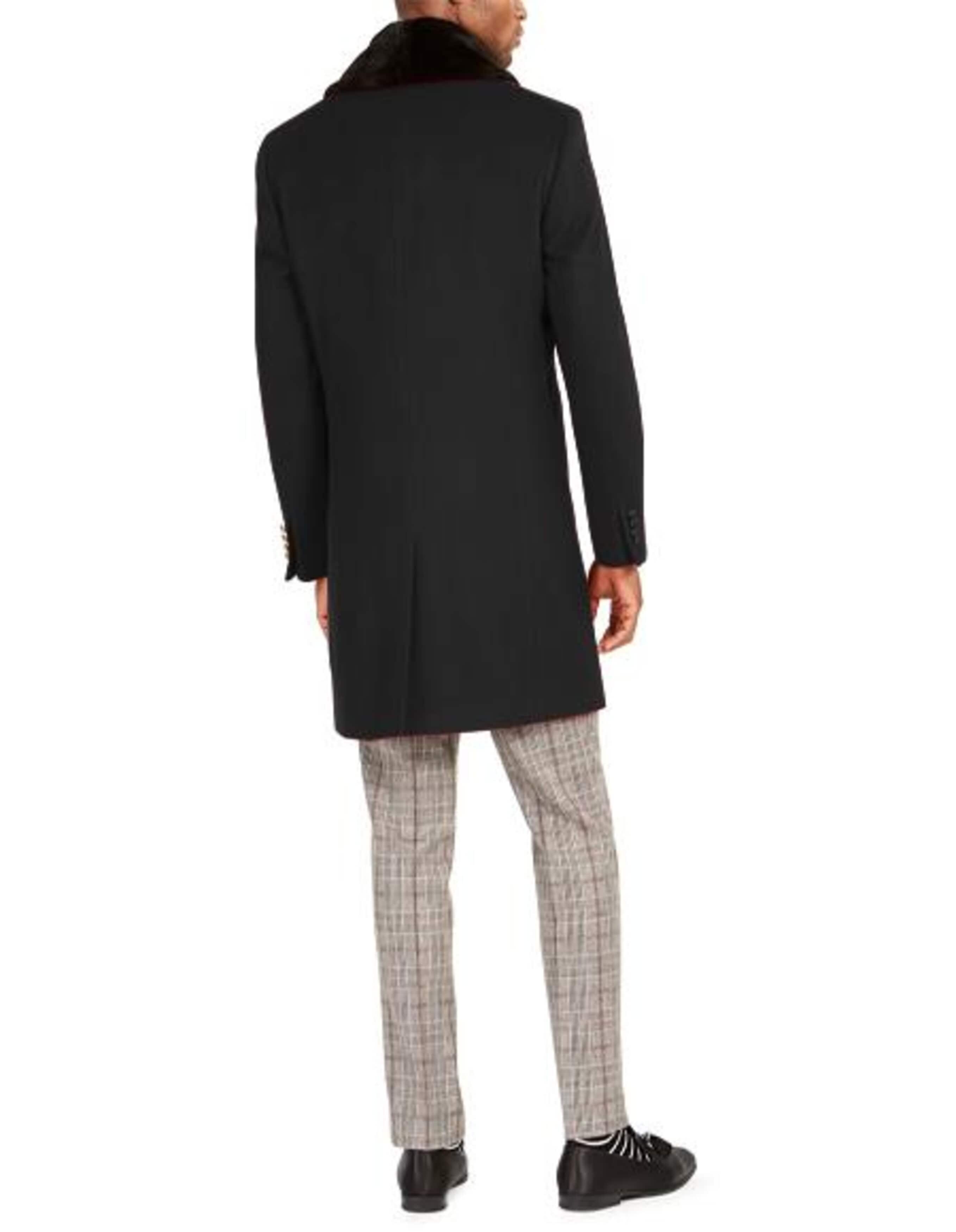 Men's Classic Fit Trim Three Quarter Overcoat