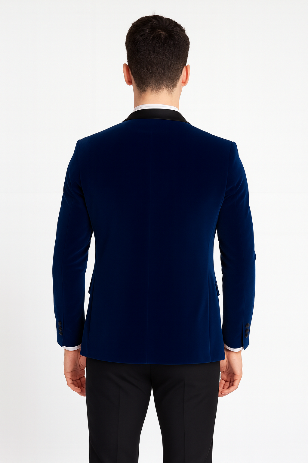 Men's Dark Blue Two Tone Trimming Notch Collar Men's blazer Jacket