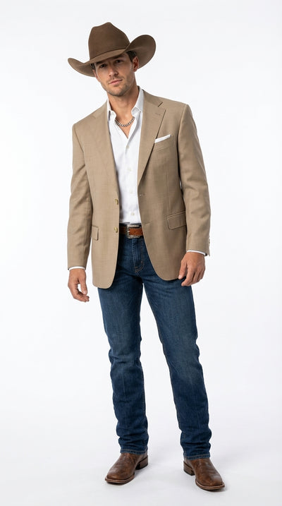 Mens Dark Tan Cowboy Western Blazer β Classic Western Style Sport Coat Casual Formal Jacket for Business Wedding Modern Fit